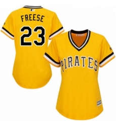 Womens Majestic Pittsburgh Pirates 23 David Freese Replica Gold Alternate Cool Base MLB Jersey 