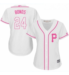 Womens Majestic Pittsburgh Pirates 24 Barry Bonds Replica White Fashion Cool Base MLB Jersey