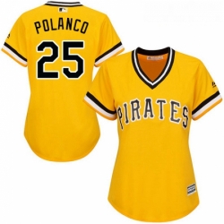 Womens Majestic Pittsburgh Pirates 25 Gregory Polanco Authentic Gold Alternate Cool Base MLB Jersey
