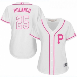 Womens Majestic Pittsburgh Pirates 25 Gregory Polanco Replica White Fashion Cool Base MLB Jersey