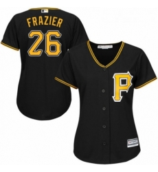 Womens Majestic Pittsburgh Pirates 26 Adam Frazier Authentic Black Alternate Cool Base MLB Jersey 
