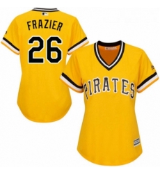 Womens Majestic Pittsburgh Pirates 26 Adam Frazier Authentic Gold Alternate Cool Base MLB Jersey 