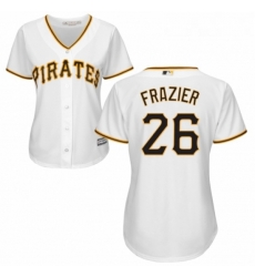 Womens Majestic Pittsburgh Pirates 26 Adam Frazier Authentic White Home Cool Base MLB Jersey 