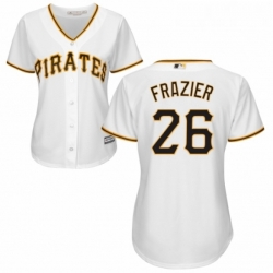 Womens Majestic Pittsburgh Pirates 26 Adam Frazier Authentic White Home Cool Base MLB Jersey 