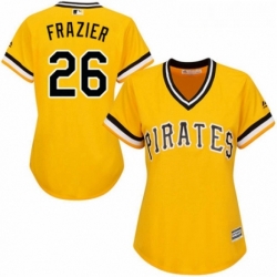 Womens Majestic Pittsburgh Pirates 26 Adam Frazier Replica Gold Alternate Cool Base MLB Jersey 