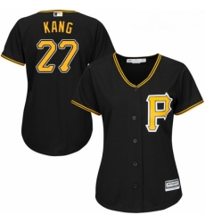 Womens Majestic Pittsburgh Pirates 27 Jung ho Kang Replica Black Alternate Cool Base MLB Jersey