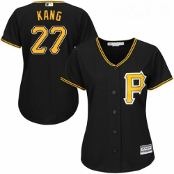 Womens Majestic Pittsburgh Pirates 27 Jung ho Kang Replica Black Alternate Cool Base MLB Jersey