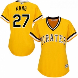 Womens Majestic Pittsburgh Pirates 27 Jung ho Kang Replica Gold Alternate Cool Base MLB Jersey