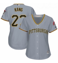 Womens Majestic Pittsburgh Pirates 27 Jung ho Kang Replica Grey Road Cool Base MLB Jersey