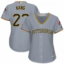 Womens Majestic Pittsburgh Pirates 27 Jung ho Kang Replica Grey Road Cool Base MLB Jersey