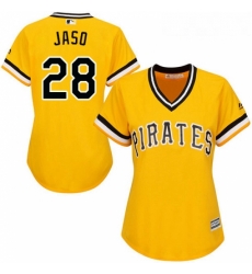 Womens Majestic Pittsburgh Pirates 28 John Jaso Authentic Gold Alternate Cool Base MLB Jersey