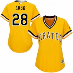 Womens Majestic Pittsburgh Pirates 28 John Jaso Authentic Gold Alternate Cool Base MLB Jersey