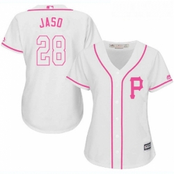 Womens Majestic Pittsburgh Pirates 28 John Jaso Replica White Fashion Cool Base MLB Jersey