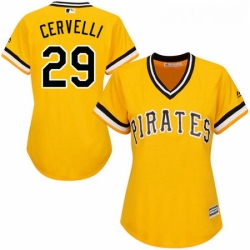 Womens Majestic Pittsburgh Pirates 29 Francisco Cervelli Authentic Gold Alternate Cool Base MLB Jersey