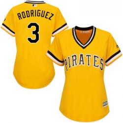 Womens Majestic Pittsburgh Pirates 3 Sean Rodriguez Replica Gold Alternate Cool Base MLB Jersey 