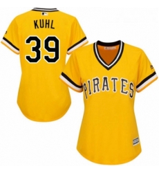 Womens Majestic Pittsburgh Pirates 39 Chad Kuhl Replica Gold Alternate Cool Base MLB Jersey 