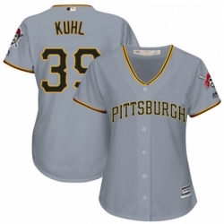 Womens Majestic Pittsburgh Pirates 39 Chad Kuhl Replica Grey Road Cool Base MLB Jersey 