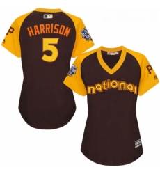 Womens Majestic Pittsburgh Pirates 5 Josh Harrison Authentic Brown 2016 All Star National League BP Cool Base MLB Jersey
