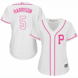 Womens Majestic Pittsburgh Pirates 5 Josh Harrison Authentic White Fashion Cool Base MLB Jersey