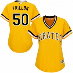 Womens Majestic Pittsburgh Pirates 50 Jameson Taillon Replica Gold Alternate Cool Base MLB Jersey 