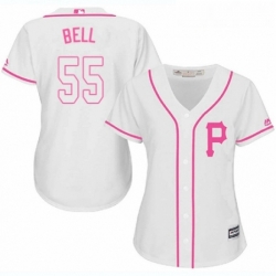 Womens Majestic Pittsburgh Pirates 55 Josh Bell Authentic White Fashion Cool Base MLB Jersey 
