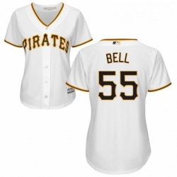 Womens Majestic Pittsburgh Pirates 55 Josh Bell Authentic White Home Cool Base MLB Jersey 