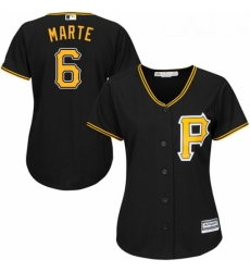 Womens Majestic Pittsburgh Pirates 6 Starling Marte Authentic Black Alternate Cool Base MLB Jersey