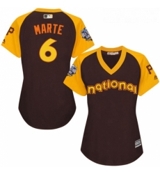 Womens Majestic Pittsburgh Pirates 6 Starling Marte Authentic Brown 2016 All Star National League BP Cool Base MLB Jersey