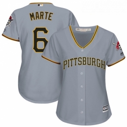 Womens Majestic Pittsburgh Pirates 6 Starling Marte Authentic Grey Road Cool Base MLB Jersey