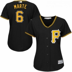 Womens Majestic Pittsburgh Pirates 6 Starling Marte Replica Black Alternate Cool Base MLB Jersey