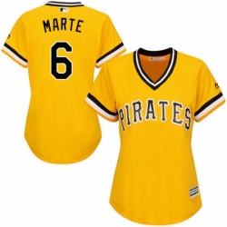 Womens Majestic Pittsburgh Pirates 6 Starling Marte Replica Gold Alternate Cool Base MLB Jersey