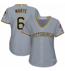 Womens Majestic Pittsburgh Pirates 6 Starling Marte Replica Grey Road Cool Base MLB Jersey
