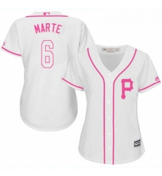 Womens Majestic Pittsburgh Pirates 6 Starling Marte Replica White Fashion Cool Base MLB Jersey