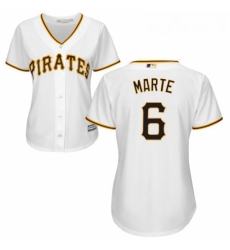 Womens Majestic Pittsburgh Pirates 6 Starling Marte Replica White Home Cool Base MLB Jersey