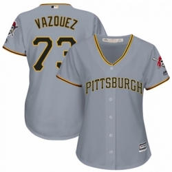 Womens Majestic Pittsburgh Pirates 73 Felipe Vazquez Authentic Grey Road Cool Base MLB Jersey 