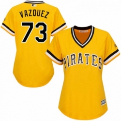 Womens Majestic Pittsburgh Pirates 73 Felipe Vazquez Replica Gold Alternate Cool Base MLB Jersey 