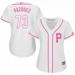 Womens Majestic Pittsburgh Pirates 73 Felipe Vazquez Replica White Fashion Cool Base MLB Jersey 