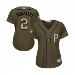 Womens Pittsburgh Pirates 2 Erik Gonzalez Authentic Green Salute to Service Baseball Jersey 