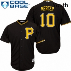 Youth Majestic Pittsburgh Pirates 10 Jordy Mercer Authentic Black Alternate Cool Base MLB Jersey 