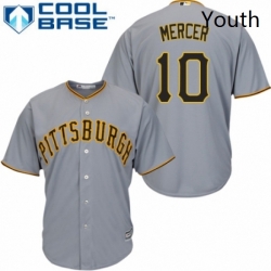 Youth Majestic Pittsburgh Pirates 10 Jordy Mercer Authentic Grey Road Cool Base MLB Jersey 