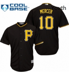 Youth Majestic Pittsburgh Pirates 10 Jordy Mercer Replica Black Alternate Cool Base MLB Jersey 