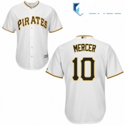 Youth Majestic Pittsburgh Pirates 10 Jordy Mercer Replica White Home Cool Base MLB Jersey 