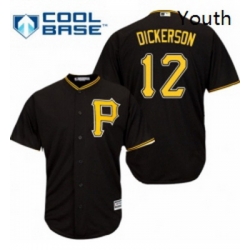 Youth Majestic Pittsburgh Pirates 12 Corey Dickerson Authentic Black Alternate Cool Base MLB Jersey 