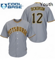 Youth Majestic Pittsburgh Pirates 12 Corey Dickerson Authentic Grey Road Cool Base MLB Jersey 