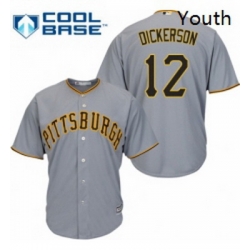 Youth Majestic Pittsburgh Pirates 12 Corey Dickerson Authentic Grey Road Cool Base MLB Jersey 