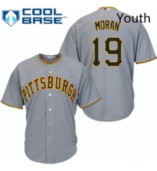 Youth Majestic Pittsburgh Pirates 19 Colin Moran Replica Grey Road Cool Base MLB Jersey 