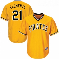 Youth Majestic Pittsburgh Pirates 21 Roberto Clemente Replica Gold Alternate Cool Base MLB Jersey
