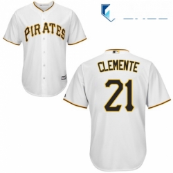 Youth Majestic Pittsburgh Pirates 21 Roberto Clemente Replica White Home Cool Base MLB Jersey