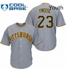 Youth Majestic Pittsburgh Pirates 23 David Freese Authentic Grey Road Cool Base MLB Jersey 