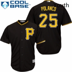 Youth Majestic Pittsburgh Pirates 25 Gregory Polanco Authentic Black Alternate Cool Base MLB Jersey